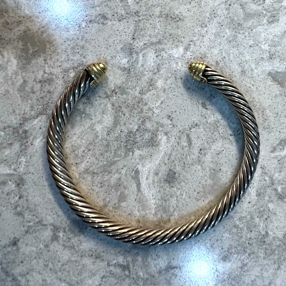 David Yurman Cable Classics Bracelet Sterling Silver with 14K Yellow Gold Domes